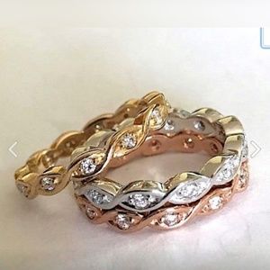 18kt 3 Rings 0.82ct Round Diamond G VS Stack Rings Wedding Engagement